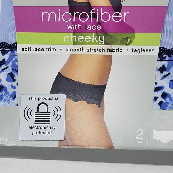 NWT Hanes Cheeky Women’s Microfiber Panties - W/Lace - 2 Pair - Size S/5 - Picture 3 of 12